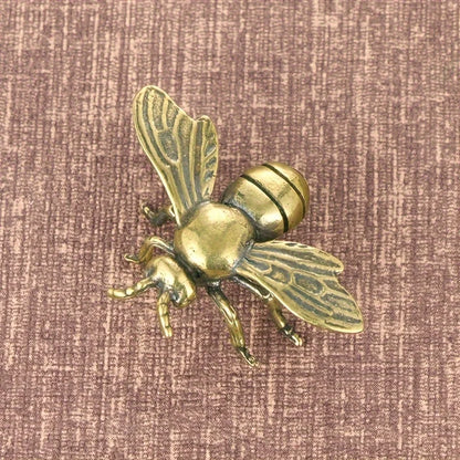 1pc Solid Brass Bee Statue Ornaments, Creative Antique TeaPot Statue Craft, Copperware Study Office Decor, Gifts Crafts Colle