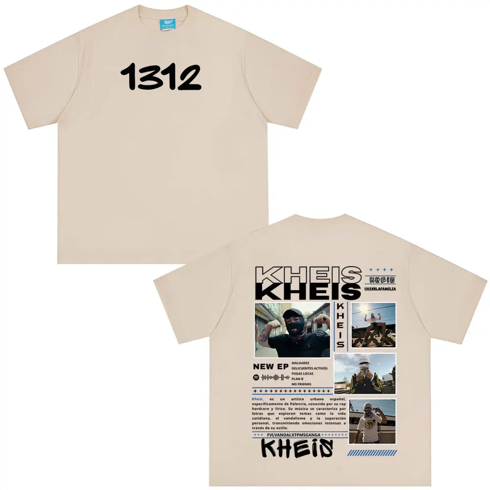 Rapper KHEIS Album Tour Graphics T-shirt Men Women Fashion Hip-hop T-shirts Short-sleeved Loose Casual Cotton Comfort T-shirt
