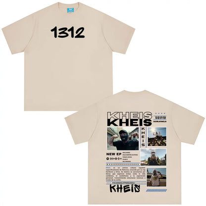 Rapper KHEIS Album Tour Graphics T-shirt Men Women Fashion Hip-hop T-shirts Short-sleeved Loose Casual Cotton Comfort T-shirt