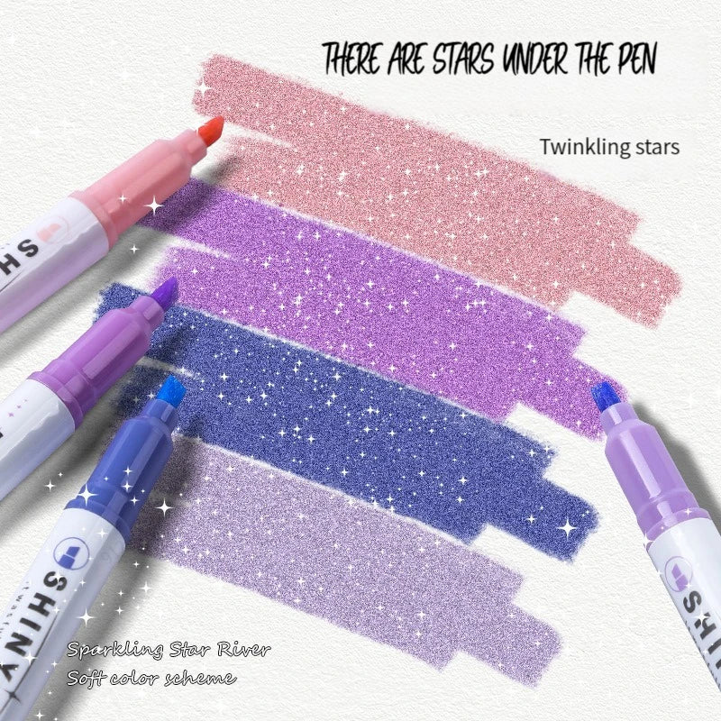 4 Colors/box Kawaii Glitter Highlighter Pen Pastel Fine Pastel Highlighter Marker Scrapbook Painted Stationery School Supplie
