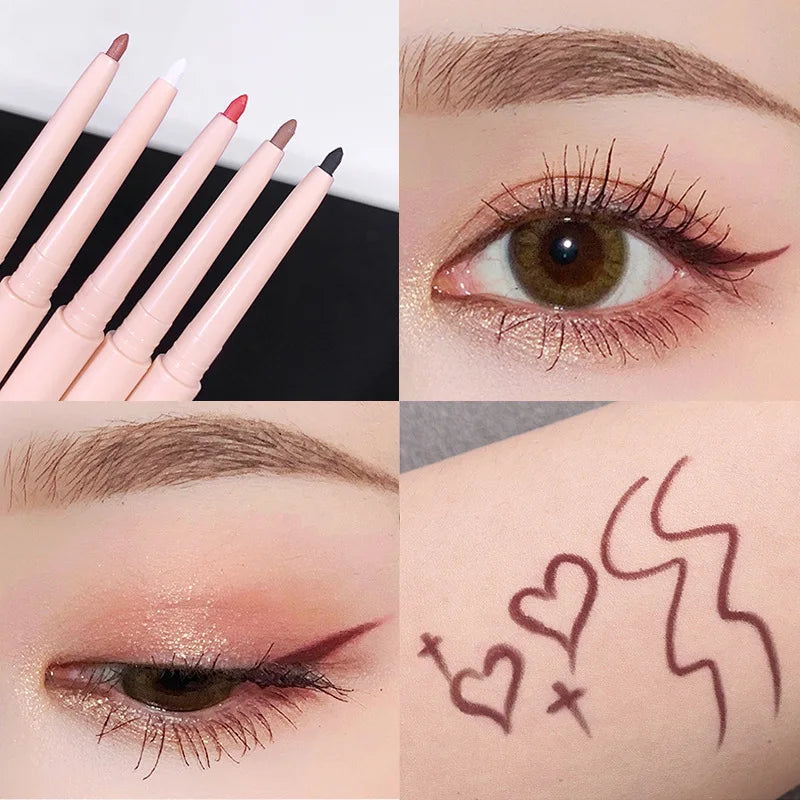 Matte Red Brown Eyeliner Gel Pencil Ultra-thin Long Lasting Quick Dry Smooth Eye Shadow Lying Silkworm Pen Makeup Cosmetics -