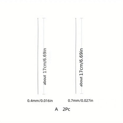 2pcs Beaded Needles With Steel Needles, Long And Thin Beaded Leads, Side Threaded Hooks And Beads For DIY Handmade Jewelry - 