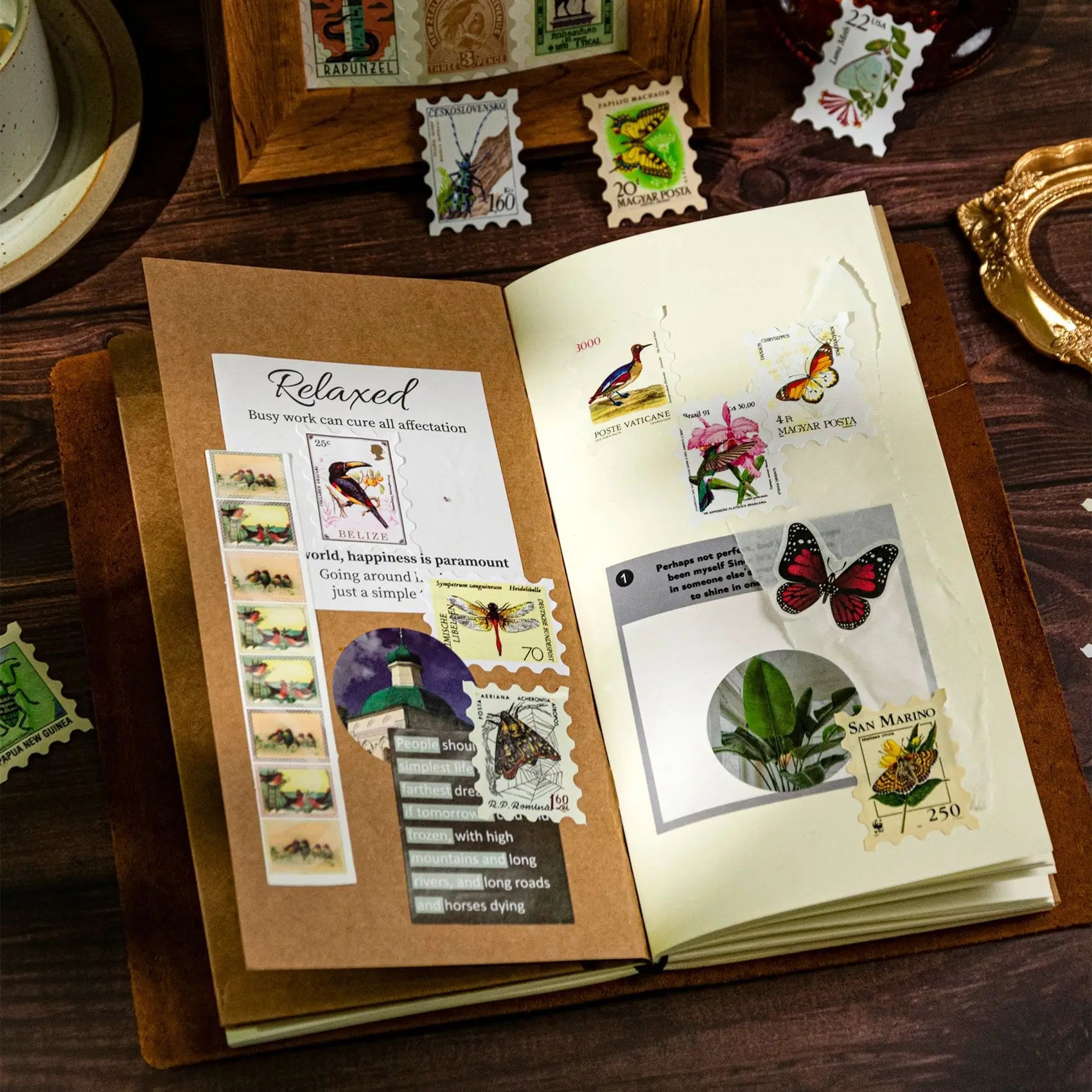 50 sheets Philatelic museum series Postage stamp theme stickers Scrapbooking Material handmade Diary Album Junk Journal Suppl
