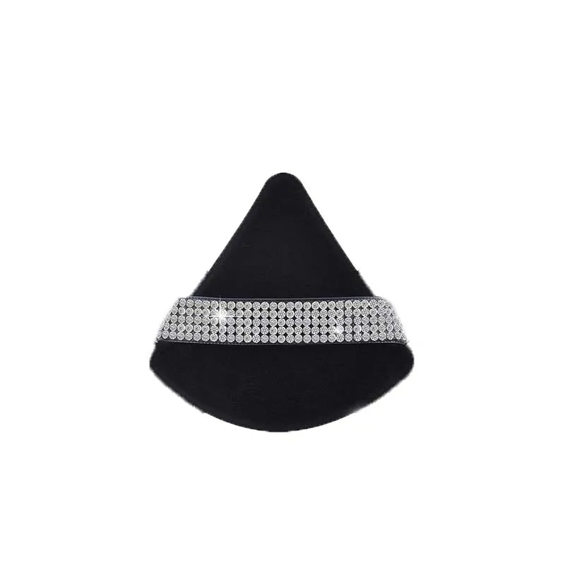 Diamond Triangle Velvet Setting Puff Ribbon Detail Powder Sponge Smooth Finishing Soft Puff for Loose Pressed Powder Applicat