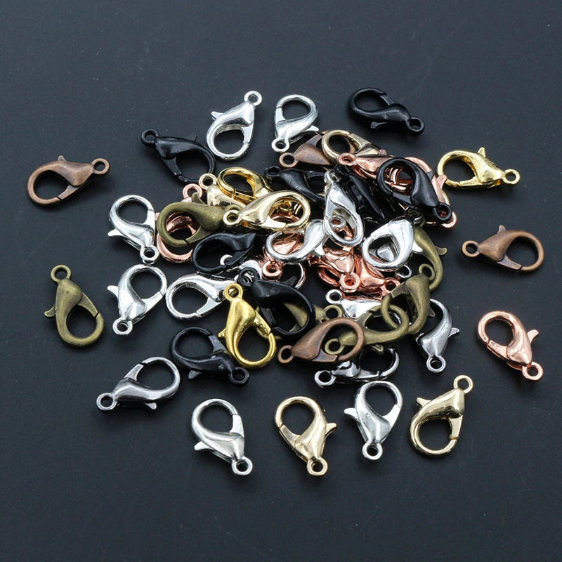 50pcs Small Lobster Clasp Hooks for Necklace Bracelet Chain DIY Jewelry Making Finding Supplies Bronze Gold Silver Plated Bla