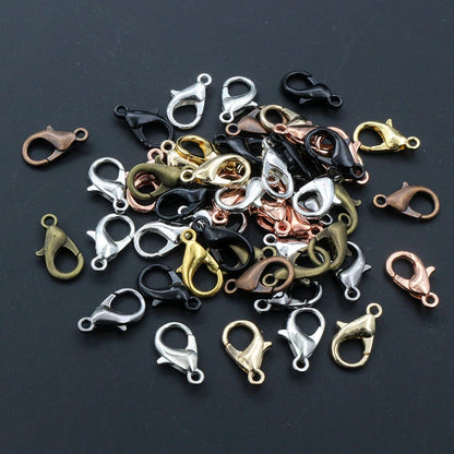 50pcs Small Lobster Clasp Hooks for Necklace Bracelet Chain DIY Jewelry Making Finding Supplies Bronze Gold Silver Plated Bla