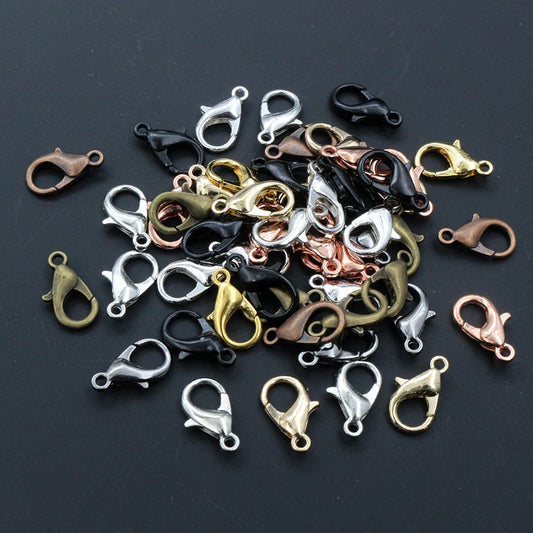50pcs Small Lobster Clasp Hooks for Necklace Bracelet Chain DIY Jewelry Making Finding Supplies Bronze Gold Silver Plated Bla