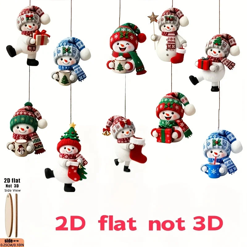 15 Pieces in a Random Assortment of Styles, Christmas Snowmen in Various Poses Holding Christmas Gifts, Handmade Christmas Ha