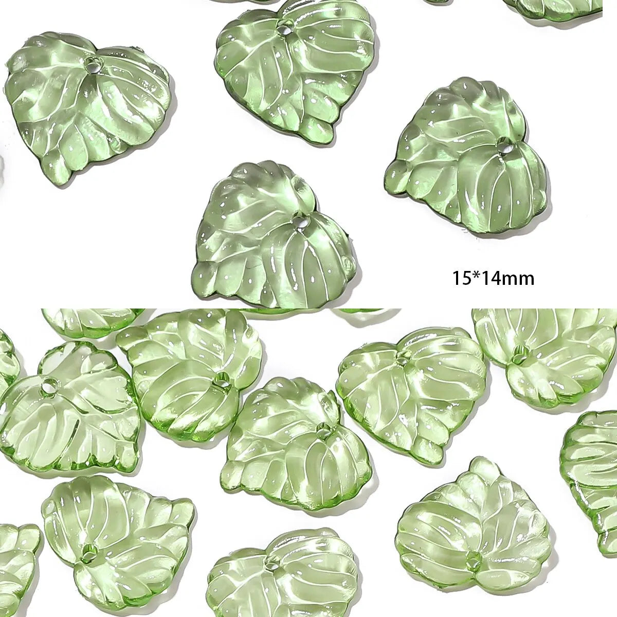 100pcs Acrylic Mini Small Tree Leaf Hand Beaded DIY Handmade Necklace Earrings Loose Bead Separated Bead Jewelry Accessory Ma