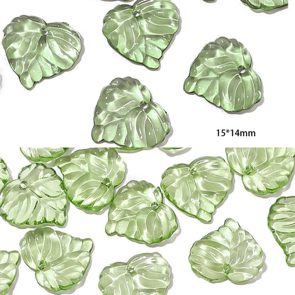 100pcs Acrylic Mini Small Tree Leaf Hand Beaded DIY Handmade Necklace Earrings Loose Bead Separated Bead Jewelry Accessory Ma