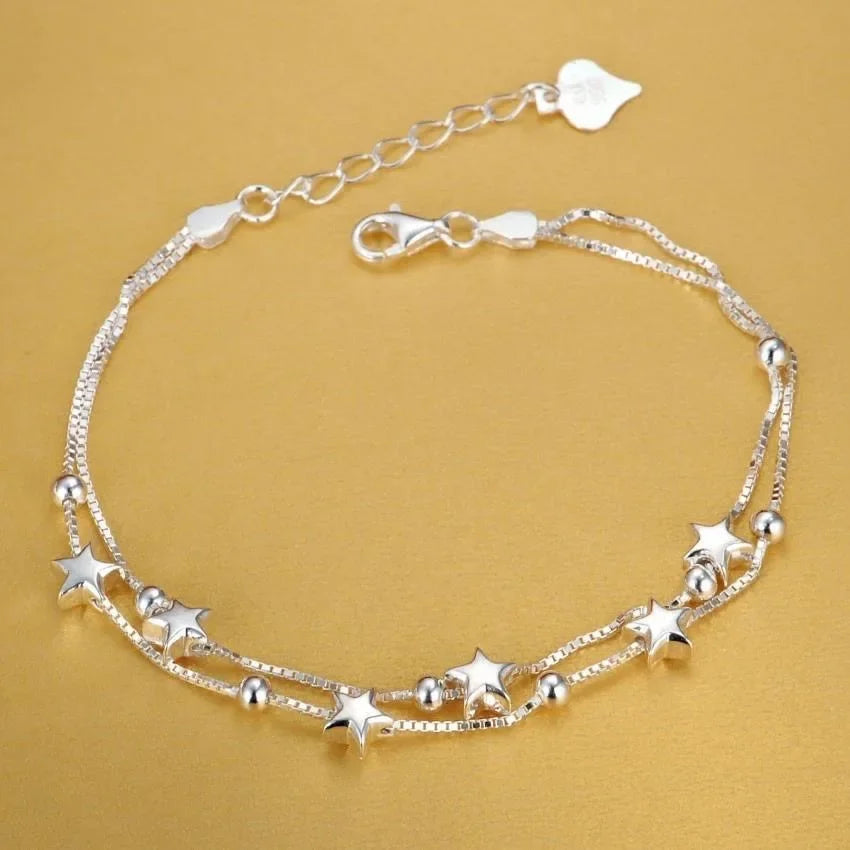 Fine Noble 925 Sterling Silver Solid Chain Bracelet For Women Men Charm Party Gift Wedding party Fashion Jewelry