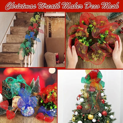 Christmas Decor Mesh Ribbon Bow Wreath Garland Christmas Tree Decorations Ribbon Home Decor Navidad Noel NewYear Gifts Packag