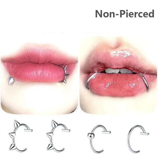 1Pc Stainless Steel Fake Nose Ring Hoop Septum Rings C Clip Lip Ring Earring Fake Nose Piercing Women Body Jewelry Non-Pierce