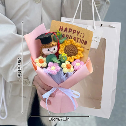Graduation Bouquet Artificial Crochet Bouquets Hand-woven Flower Bouquet Gifts Teacher's Day Graduation Gift Flowers