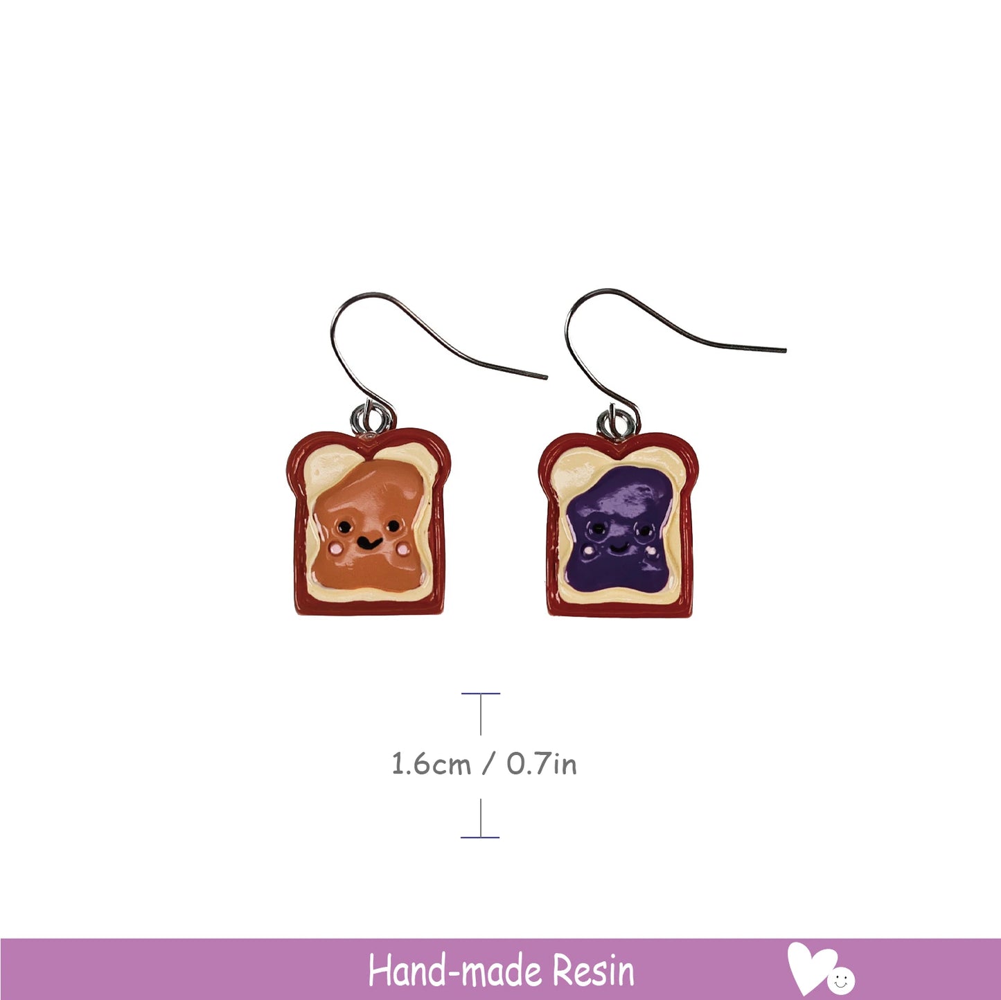 1 Pair Cute Toast Drop Earrings, Hand-Painted Resin Material, The Best Gift for Girls on Christmas, New Year and Birthdays.
