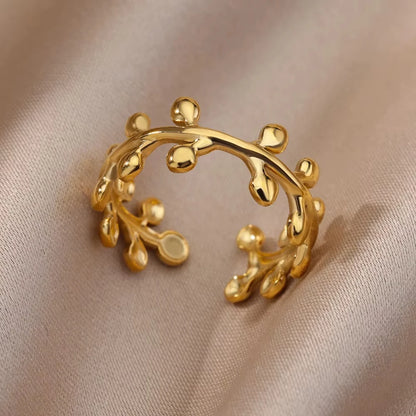 Stainless Steel Zircon Geometric Rings For Women Luxury Evil Eye Gold Color Adjustable Trendy Wedding Aesthetic Jewerly Gift 