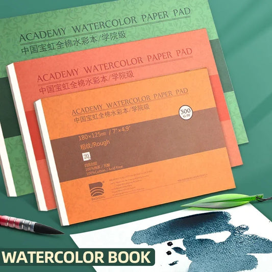 100% Cotton Watercolor Paper Sealing Pad 32K 16K 8K 20Sheets 300gsm/200gsm Water Color Drawing Painting Book Sketchbook Art S