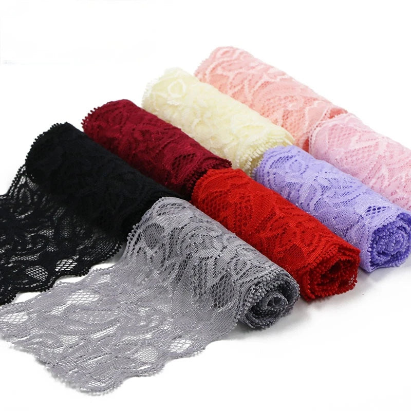 Lace Trim 1 Meter, Elastic Ribbon for Sewing, Wide Lace Trim, DIY Crafts, Scrapbooking Supplies, Crochet Pattern Ribbon in Co