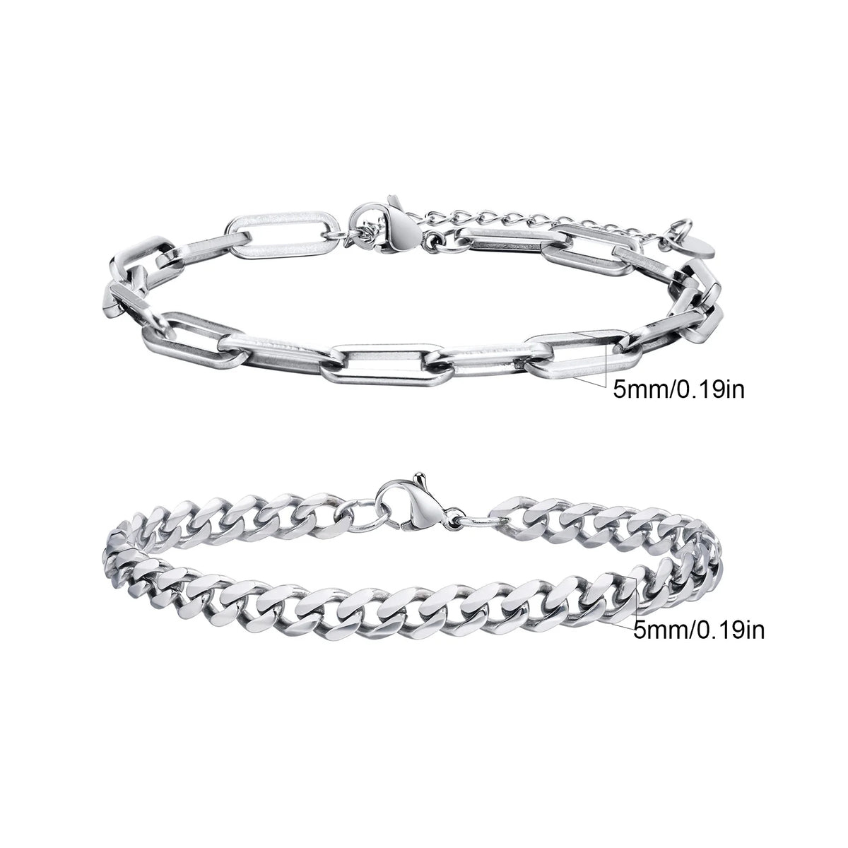 2pcs Men's Chain Bracelets,Stainless Steel Silver Gold Black Color Twist Rope Chain Wristband,Trendy Cuban Link Chains Gift -