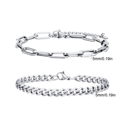 2pcs Men's Chain Bracelets,Stainless Steel Silver Gold Black Color Twist Rope Chain Wristband,Trendy Cuban Link Chains Gift -
