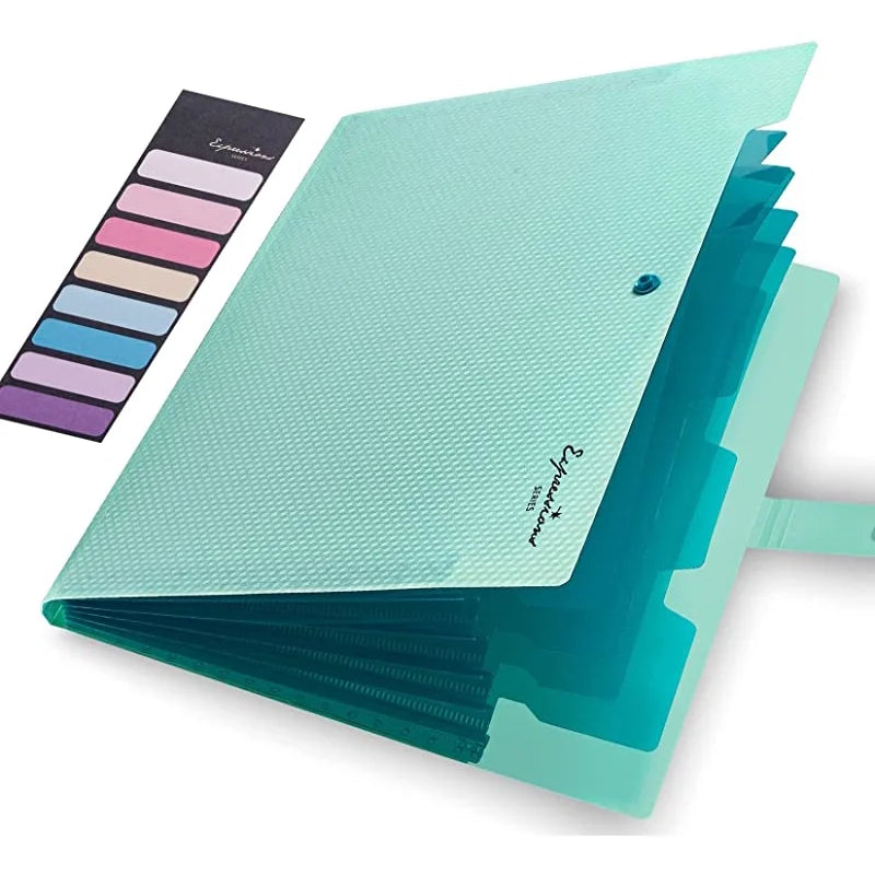 Expanding File Folder,5 Pocket Folders for Documents,Portable Paper Organizer for School Office Supplies,A4 Size - Light gree
