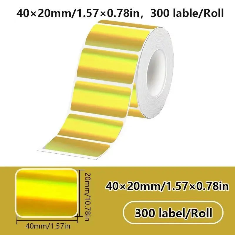 1Roll 40x20MM Compatible Phomemo M110 M220 M200 Self-Adhesive Color Laser Thermal Paper, E210 P50 Detong P1 HPRT T20 MAKER