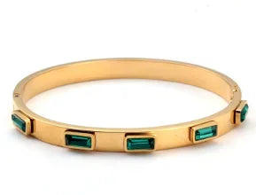 Fashion Simple Stainless Steel 3 Crystal Bracelet Bangle - B40