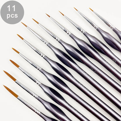 10/11pcs Miniature Paint Brushes, Detail Tip Paint Brushes Set With Ergonomic Handle - Suitable For Acrylic Painting, Oil, Wa