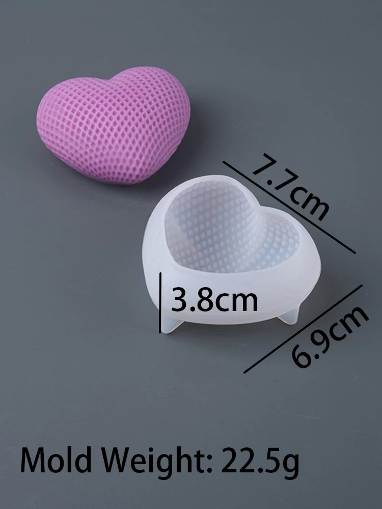 S/M/L Grid Heart Silicone Candle Mold Handmade 3D Love Shape Aromatic Soap Making Supplies Mould DIY Valentine's Day Craft Gi