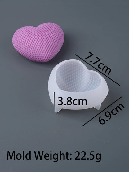 S/M/L Grid Heart Silicone Candle Mold Handmade 3D Love Shape Aromatic Soap Making Supplies Mould DIY Valentine's Day Craft Gi