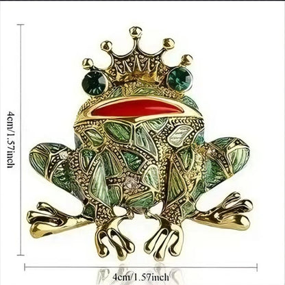 Vintage Black Frog Brooch Green Eyes Insect Toad Brooches for Men Women Kids Sweater Scarf Coat Accessories Jewelry Pins
