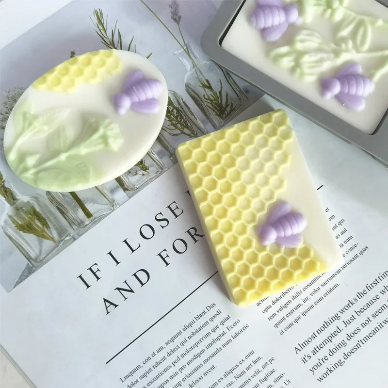 3D Bee Honeycomb Silicone Soap Mold DIY Square Oval Soap Making Supplies Handmade Chocolate Cake Decoration Baking Tools
