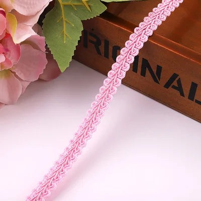 2 Yards Lace Trim Ribbon Centipede Braided Lace DIY Craft Sewing Accessories Wedding Decoration Fabric Curve Lace - pink