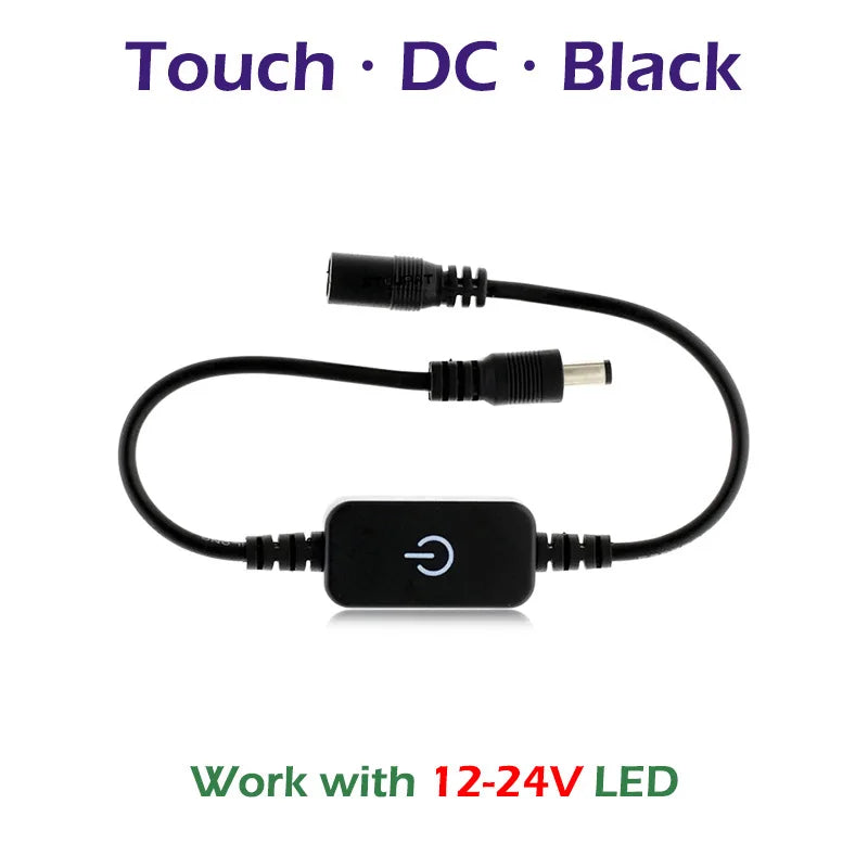 Touch / Knob / Button Switch Dimmer Brightness Adjust for 3528 5050 COB LED Strip Light DC 12V 24V USB 5V Stepless Dimming - 