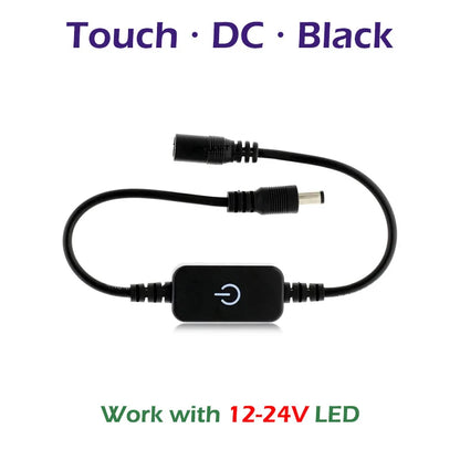 Touch / Knob / Button Switch Dimmer Brightness Adjust for 3528 5050 COB LED Strip Light DC 12V 24V USB 5V Stepless Dimming - 