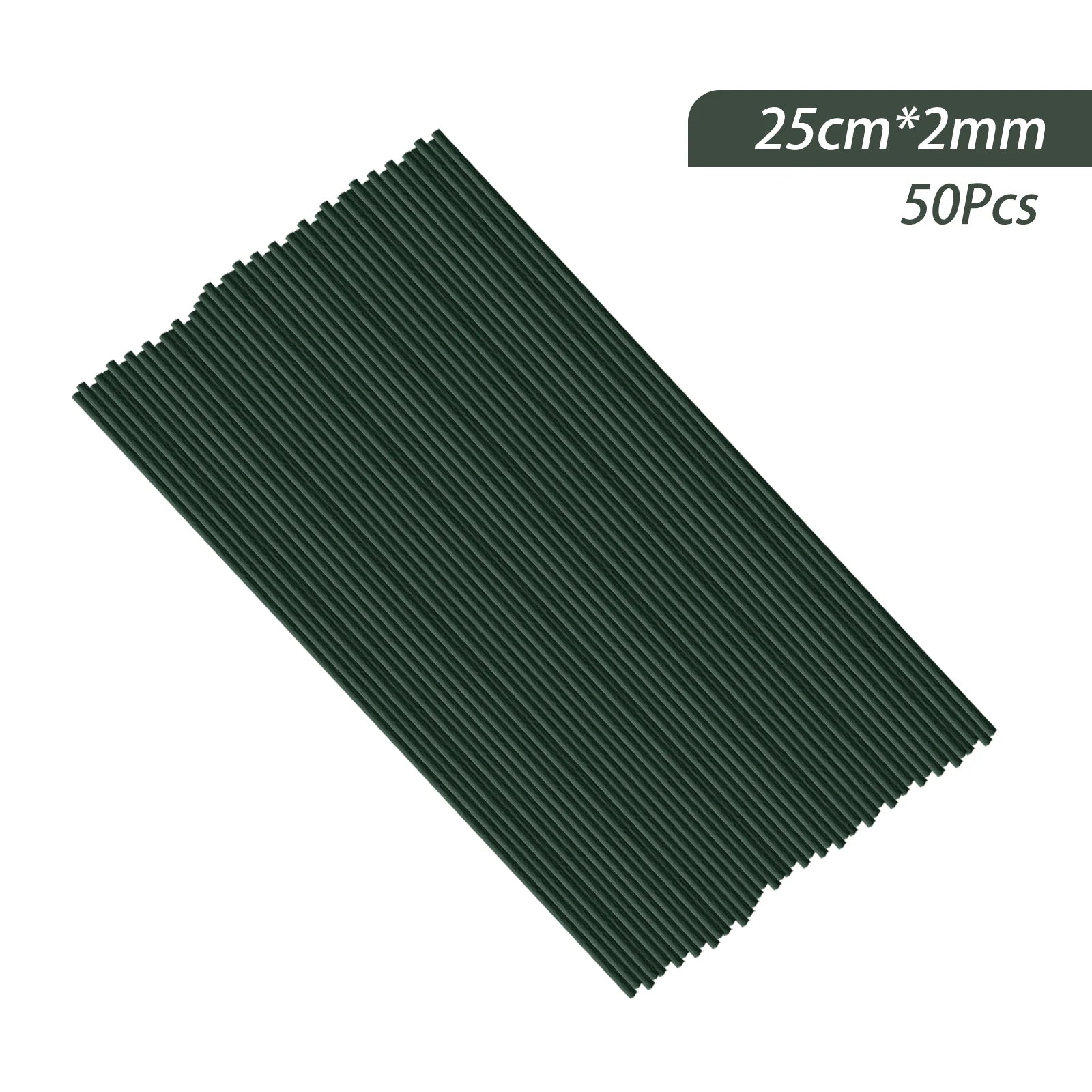 50pcs 15/20/25/30/40cm Artificial Green Flower Stems DIY Floral Material Handmade Wire Stem Accessoies For Wedding Home Decor