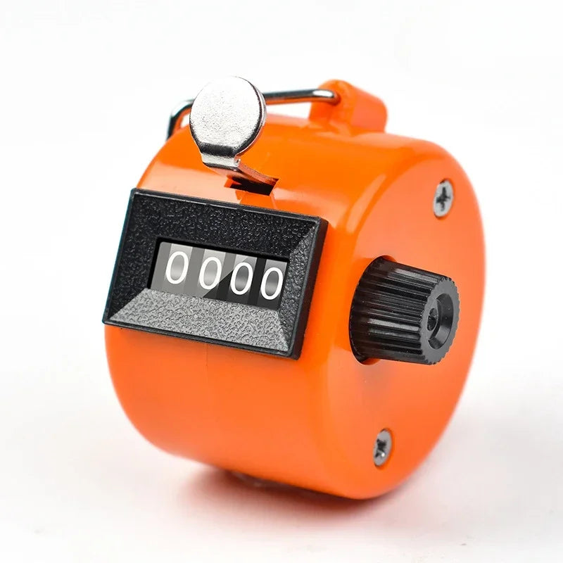 Handheld 4 Digital Tally Counter Mechanical Manual Palm Clicker Number Count Assorted Tally Counter Number Count - Orange