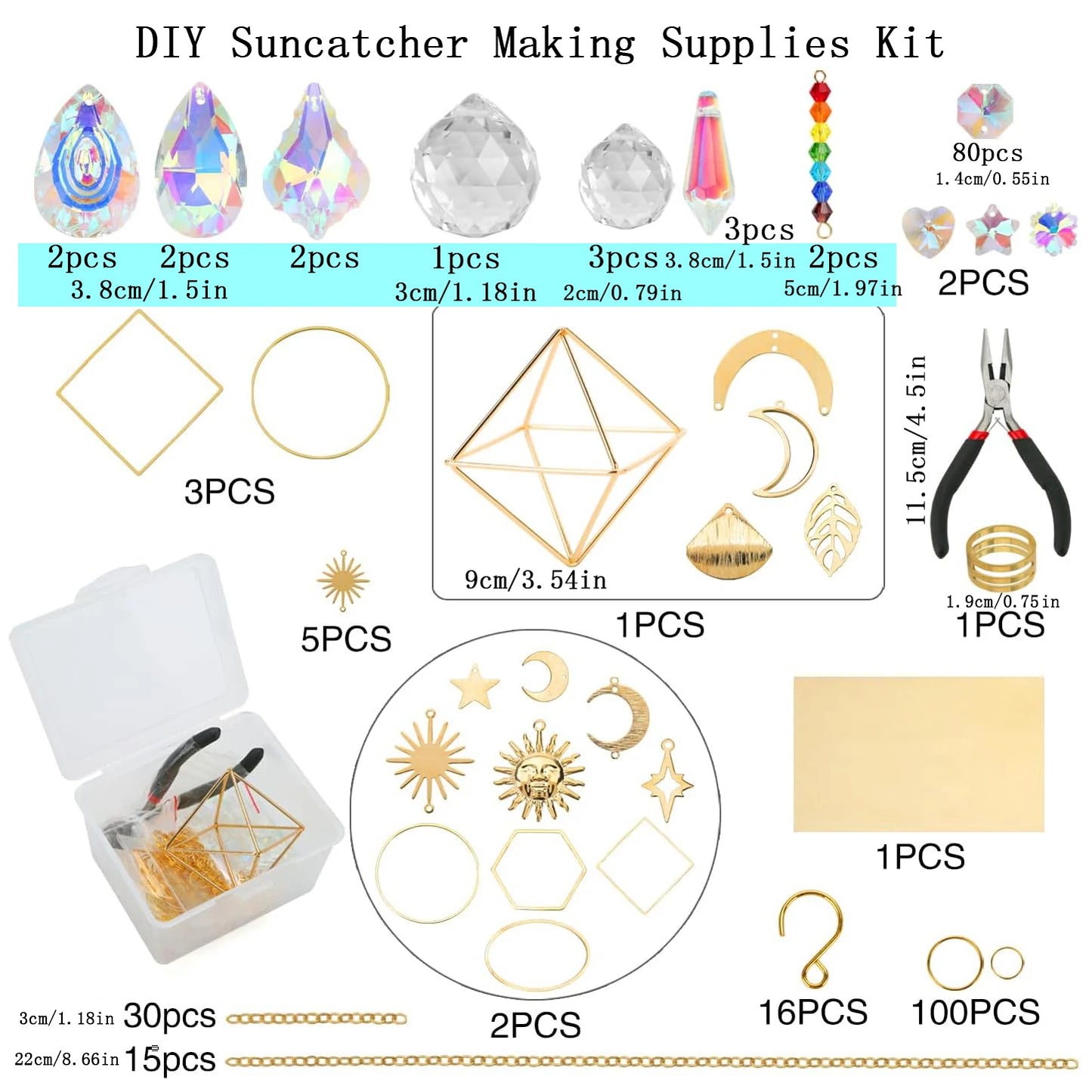 DIY Suncatchers, 400 pcs Sun Catchers Making Supplies Kit Art and Crafts for Adults Prism Hanging with Crystals Rainbow for W