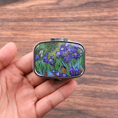 Van Gogh Art Mini Pill Box 2-Compartment Medicine Pill Organizer Household Portable Medicine Storage Box Travel Jwelery Gift 