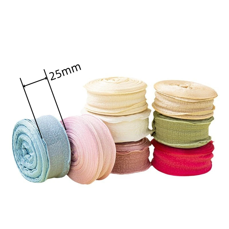 10Yards/Roll Fishtail Yarn Pleated Chiffon Ribbon Wavy Edged Ribbon For DIY Craft Bouquet Gift Wrapping Wedding Party Decorat