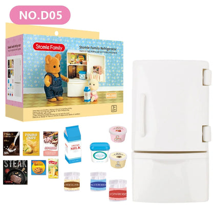 1:12 Miniature Furniture Forest Family Kitchen Toy Dining Table Dollhouse Accessories Bathroom Pretend Play For Girl Gifts To