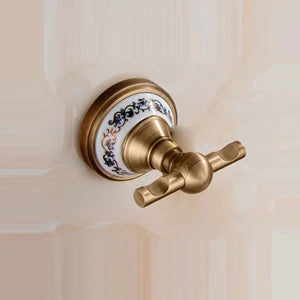 Antique Brushed Solid Brass Bathroom Accessories Sets European Porcelain Bathroom Hardware Sets Ceramic Retro Bathroom Produc