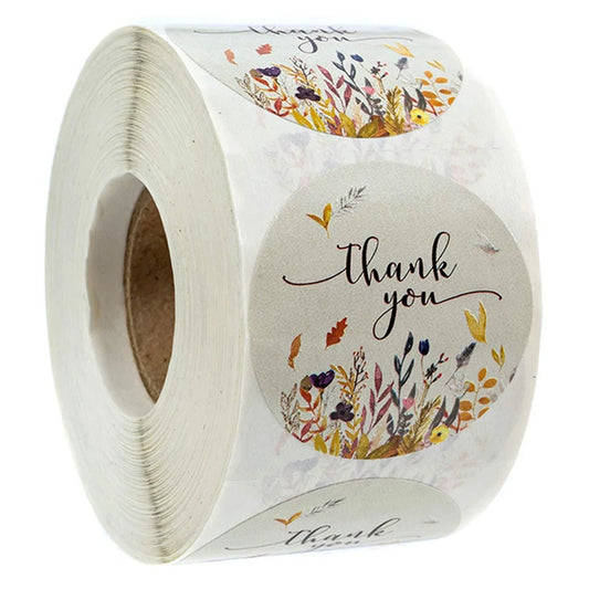 500pcs Thank You Stickers 1" Flower Design,Highly Recommended for Birthdays, Weddings, Giveaways, Bridal Showers (1 Roll)