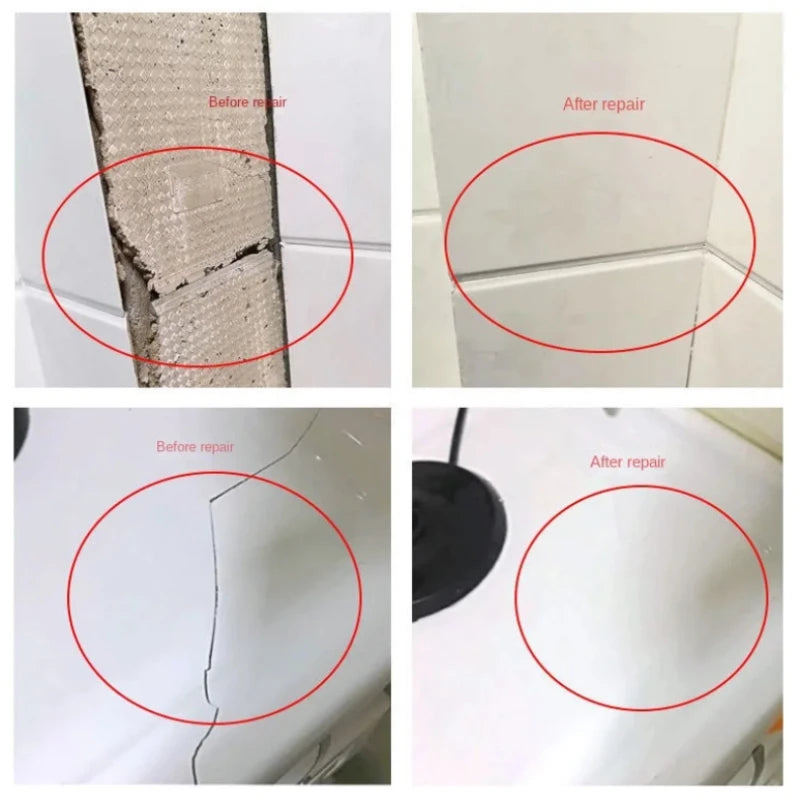 Tile Ceramic Repair Agent Kit for Floor Toilet Sink Tub Crack Chip Gap Filler. Waterproof, Mildew Resistant, Wearproof Easy U