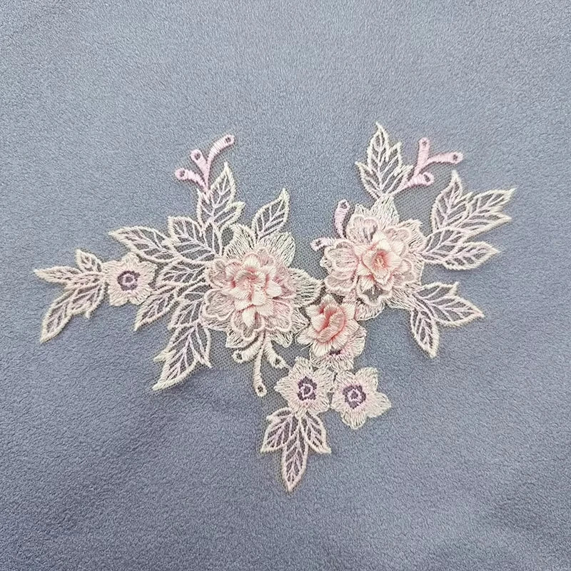Lace Applique Sew on Patch Fabric 1Pair Embroidery Flower Exquisite Trim Patches Crafts Stickers Bag Gown Decoration Wholesal