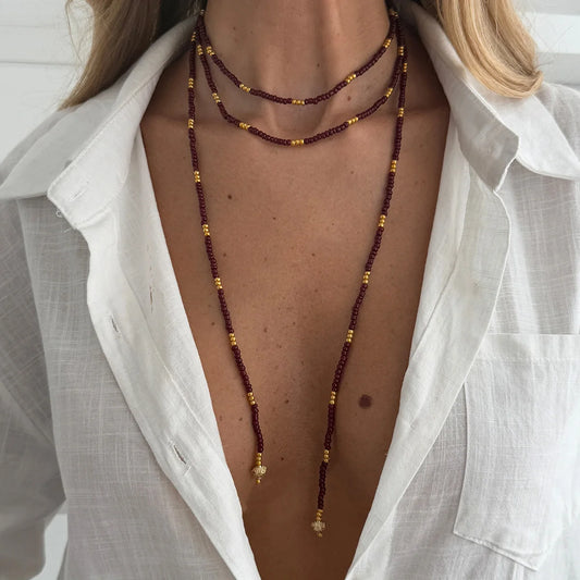 SHIXIN Vintage Seed Beads Chain Long Choker Necklace Women Stackable Adjustable Sweater Chain 2026 Fashion Jewelry Accessorie