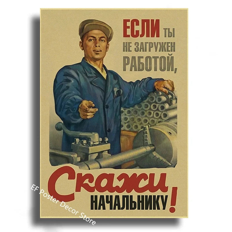 Vintage Stalin USSR CCCP Poster Poster Aesthetic Prints and Posters Wall Art Retro Painting Home Room Cafe Club Dorm Wall Dec