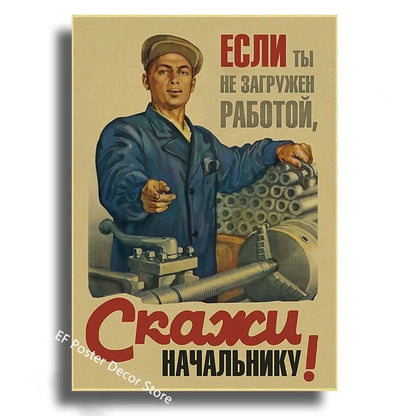 Vintage Stalin USSR CCCP Poster Poster Aesthetic Prints and Posters Wall Art Retro Painting Home Room Cafe Club Dorm Wall Dec