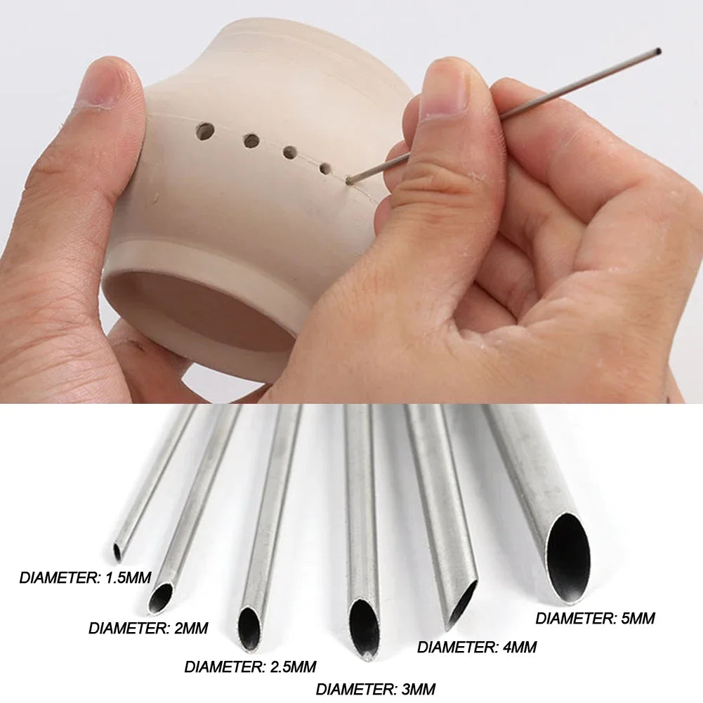 6 Pieces/set of Stainless Steel Hole Puncher Carving Sculpture Modeling Pottery Cutting and Punching Ceramic Polymer Clay Too