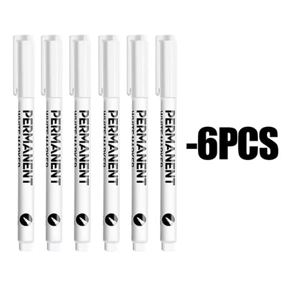 3/6Pcs Art Writing Waterproof White Paint Pen Fine Tip Oil-Based Marker Pen Acrylic Paint Marker Stationery Supplies